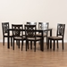 Baxton Studio Gervais Modern and Contemporary Sand Fabric Upholstered and Dark Brown Finished Wood 7-Piece Dining Set - BSORH339C-Sand/Dark Brown-7PC Dining Set
