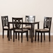 Baxton Studio Gervais Modern and Contemporary Sand Fabric Upholstered and Dark Brown Finished Wood 5-Piece Dining Set - BSORH339C-Sand/Dark Brown-5PC Dining Set