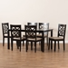 Baxton Studio Nicolette Modern and Contemporary Sand Fabric Upholstered and Dark Brown Finished Wood 7-Piece Dining Set - BSORH340C-Sand/Dark Brown-7PC Dining Set