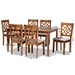 Baxton Studio Nicolette Modern and Contemporary Grey Fabric Upholstered and Walnut Brown Finished Wood 7-Piece Dining Set - BSORH340C-Grey/Walnut-7PC Dining Set