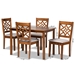 Baxton Studio Nicolette Modern and Contemporary Grey Fabric Upholstered and Walnut Brown Finished Wood 5-Piece Dining Set - BSORH340C-Grey/Walnut-5PC Dining Set