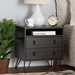 Baxton Studio Glover Modern and Contemporary Dark Brown Finished Wood and Black Metal 2-Drawer Nightstand - BSONS8016-Dark Brown-NS