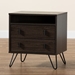 Baxton Studio Glover Modern and Contemporary Dark Brown Finished Wood and Black Metal 2-Drawer Nightstand - BSONS8016-Dark Brown-NS