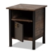 Baxton Studio Vaughan Modern and Contemporary Two-Tone Rustic Brown and Black Finished Wood Nightstand - BSOSM-NS3840-Rustic Brown-NS