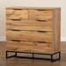 Baxton Studio Franklin Modern and Contemporary Oak Finished Wood and Black Finished Metal 5-Drawer Bedroom Chest - BSOCH8002-Oak-5DW Chest