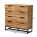Baxton Studio Franklin Modern and Contemporary Oak Finished Wood and Black Finished Metal 5-Drawer Bedroom Chest - BSOCH8002-Oak-5DW Chest