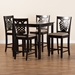 Baxton Studio Gervais Modern and Contemporary Transitional Sand Fabric Upholstered and Dark Brown Finished Wood 5-Piece Pub Set - BSORH339P-Sand/Dark Brown-5PC Pub Set