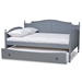 Baxton Studio Mara Cottage Farmhouse Grey Finished Wood Full Size Daybed with Roll-out Trundle Bed - BSOMG0030-Grey-Daybed-Full