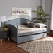 Baxton Studio Mara Cottage Farmhouse Grey Finished Wood Full Size Daybed with Roll-out Trundle Bed - BSOMG0030-Grey-Daybed-Full