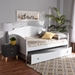 Baxton Studio Mara Cottage Farmhouse White Finished Wood Full Size Daybed with Roll-out Trundle Bed - BSOMG0030-White-Daybed-Full