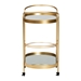 Baxton Studio Kamal Modern and Contemporary Glam Brushed Gold Finished Metal and Mirrored Glass 2-Tier Mobile Wine Bar Cart - BSOJY20A268-Gold-Cart