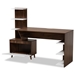 Baxton Studio Tobias Mid-Century Modern Two-Tone White and Walnut Brown Finished Wood Storage Computer Desk with Shelves - BSOSESD8012WI-Columbia/White-Desk