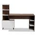 Baxton Studio Tobias Mid-Century Modern Two-Tone White and Walnut Brown Finished Wood Storage Computer Desk with Shelves - BSOSESD8012WI-Columbia/White-Desk