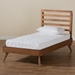 Baxton Studio Shiro Mid-Century Modern Ash Walnut Finished Wood Twin Size Platform Bed - BSOShiro-Ash Walnut-Twin