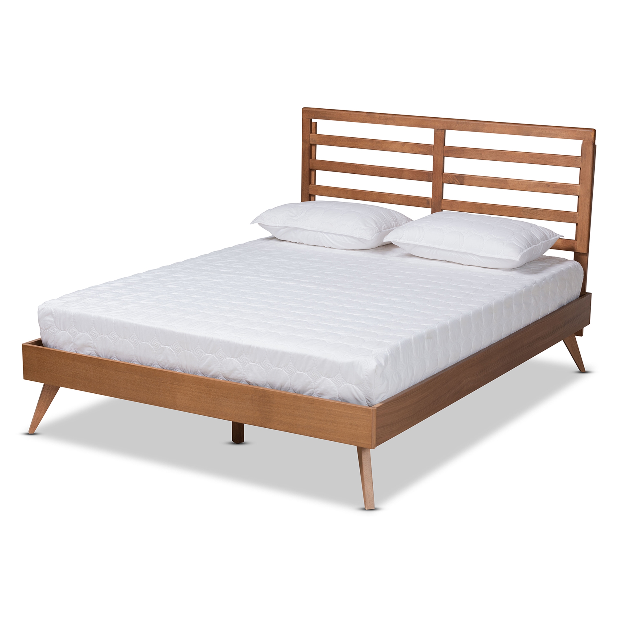 Baxton Studio Shiro Mid-Century Modern Ash Walnut Finished Wood Full Size Platform Bed