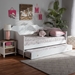Baxton Studio Alya Classic Traditional Farmhouse White Finished Wood Full Size Daybed with Roll-Out Trundle Bed - BSOMG0016-1-White-Daybed-F/T