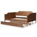 Baxton Studio Alya Classic Traditional Farmhouse Walnut Brown Finished Wood Full Size Daybed with Roll-Out Trundle Bed - BSOMG0016-1-Walnut-Daybed-F/T