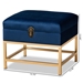 Baxton Studio Aliana Glam and Luxe Navy Blue Velvet Fabric Upholstered and Gold Finished Metal Small Storage Ottoman - BSOJY19B-051S-Navy Blue Velvet/Gold-Otto