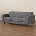 Baxton Studio Farley Modern and Contemporary Transitional Grey Fabric Upholstered and Dark Brown Finished Wood Sofa - BSORDS-S0016-3S-Grey/Wenge-SF