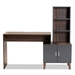 Baxton Studio Jaeger Modern and Contemporary Two-Tone Walnut Brown and Dark Grey Finished Wood Storage Desk with Shelves - BSOSESD8019WI-Columbia/Dark Grey-Desk