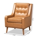 Baxton Studio Daley Modern and Contemporary Tan Faux Leather Upholstered and Walnut Brown Finished Wood Lounge Armchair - BSOBBT8056-Tan PU/Walnut-CC