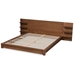 Baxton Studio Elina Modern and Contemporary Walnut Brown Finished Wood King Size Platform Storage Bed with Shelves - BSOMG-0051-Ash Walnut-King