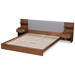 Baxton Studio Sami Modern and Contemporary Light Grey Fabric Upholstered and Walnut Brown Finished Wood Queen Size Platform Storage Bed with Built-In Nightstands - BSOMG-0052-Light Grey/Ash Walnut-Queen