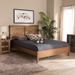 Baxton Studio Redmond Mid-Century Modern Walnut Brown Finished Wood and Synthetic Rattan Queen Size Platform Bed - BSOMG-0021-4-Walnut-Queen