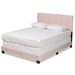 Baxton Studio Caprice Modern and Contemporary Glam Light Pink Velvet Fabric Upholstered Queen Size Panel Bed