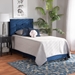 Baxton Studio Caprice Modern and Contemporary Glam Navy Blue Velvet Fabric Upholstered Twin Size Panel Bed - BSOCF9210B-Navy Blue Velvet-Twin
