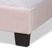 Baxton Studio Benjen Modern and Contemporary Glam Light Pink Velvet Fabric Upholstered Full Size Panel Bed - BSOCF9210C-Light Pink Velvet-Full