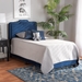 Baxton Studio Benjen Modern and Contemporary Glam Navy Blue Velvet Fabric Upholstered Twin Size Panel Bed - BSOCF9210C-Navy Blue Velvet-Twin