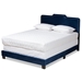 Baxton Studio Benjen Modern and Contemporary Glam Navy Blue Velvet Fabric Upholstered Queen Size Panel Bed