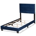 Baxton Studio Tamira Modern and Contemporary Glam Navy Blue Velvet Fabric Upholstered Twin Size Panel Bed - BSOCF9210E-Navy Blue Velvet-Twin