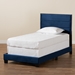 Baxton Studio Tamira Modern and Contemporary Glam Navy Blue Velvet Fabric Upholstered Twin Size Panel Bed - BSOCF9210E-Navy Blue Velvet-Twin