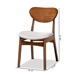 Baxton Studio Katya Mid-Century Modern Grey Fabric Upholstered and Walnut Brown Finished Wood 2-Piece Dining Chair Set - BSORH378C-Grey/Walnut Bent Seat-DC-2PK