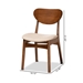 Baxton Studio Katya Mid-Century Modern Sand Fabric Upholstered and Walnut Brown Finished Wood 2-Piece Dining Chair Set - BSORH378C-Sand/Walnut Bent Seat-DC-2PK