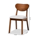 Baxton Studio Damara Mid-Century Modern Grey Fabric Upholstered and Walnut Brown Finished Wood 2-Piece Dining Chair Set - BSORH367C-Grey/Walnut Flat Seat-DC-2PK