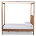 Baxton Studio Malia Modern and Contemporary Walnut Brown Finished Wood and Synthetic Rattan Queen Size Canopy Bed - BSOMG-0021-3-Walnut-Queen