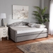 Baxton Studio Becker Modern and Contemporary Transitional Grey Fabric Upholstered Full Size Daybed with Trundle - BSOBecker-Grey-Daybed-F/T