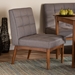Baxton Studio Sanford Mid-Century Modern Grey Fabric Upholstered and Walnut Brown Finished Wood Dining Chair - BSOBBT8051.11-Grey/Walnut-CC