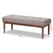 Baxton Studio Sanford Mid-Century Modern Grey Fabric Upholstered and Walnut Brown Finished Wood Dining Bench - BSOBBT8051.11-Grey/Walnut-Bench
