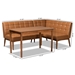 Baxton Studio Sanford Mid-Century Modern Tan Faux Leather Upholstered and Walnut Brown Finished Wood 3-Piece Dining Nook Set - BSOBBT8051.11-Tan/Walnut-3PC Dining Nook Set