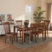Baxton Studio Erion Modern and Contemporary Walnut Brown Finished Wood 7-Piece Dining Set - BSOErion-Walnut-7PC Dining Set