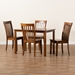 Baxton Studio Erion Modern and Contemporary Walnut Brown Finished Wood 5-Piece Dining Set - BSOErion-Walnut-5PC Dining Set
