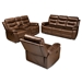 Baxton Studio Beasely Modern and Contemporary Distressed Brown Faux Leather Upholstered 3-Piece Living Room Set