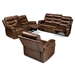 Baxton Studio Beasely Modern and Contemporary Distressed Brown Faux Leather Upholstered 3-Piece Living Room Set - BSORR5227-Dark Brown-3PC Living Room Set