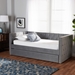 Baxton Studio Larkin Modern and Contemporary Grey Velvet Fabric Upholstered Twin Size Daybed with Trundle - BSOCF9227-Silver Grey Velvet-Daybed-T/T