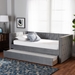Baxton Studio Larkin Modern and Contemporary Grey Velvet Fabric Upholstered Twin Size Daybed with Trundle - BSOCF9227-Silver Grey Velvet-Daybed-T/T
