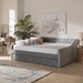 Baxton Studio Raphael Modern and Contemporary Grey Velvet Fabric Upholstered Full Size Daybed with Trundle - BSOCF9228 -Silver Grey Velvet-Daybed-F/T